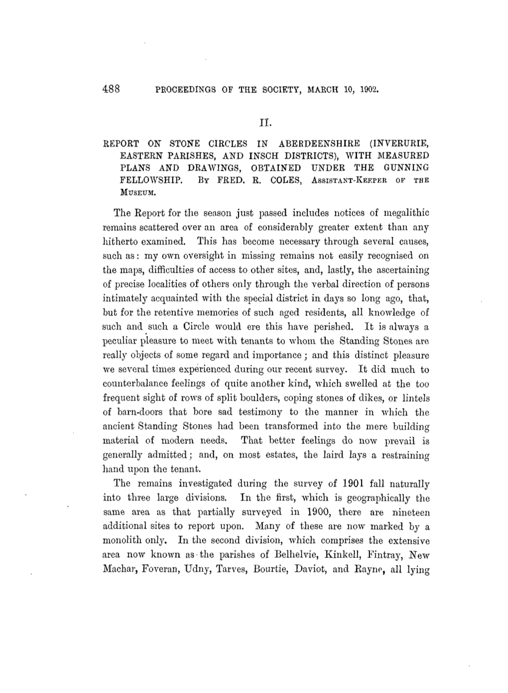 Report on Stone Circles in Aberdeenshire (Inverurie