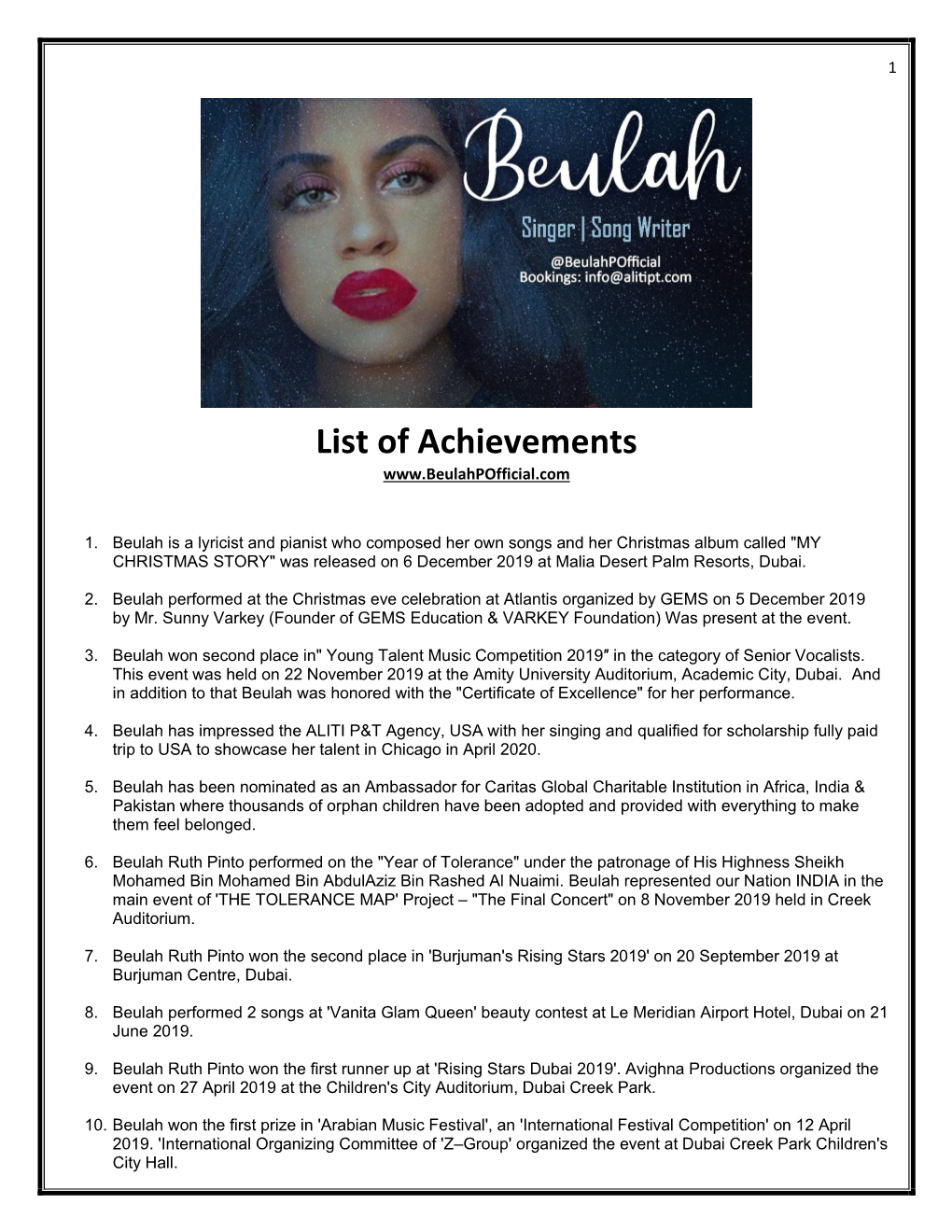 List of Achievements