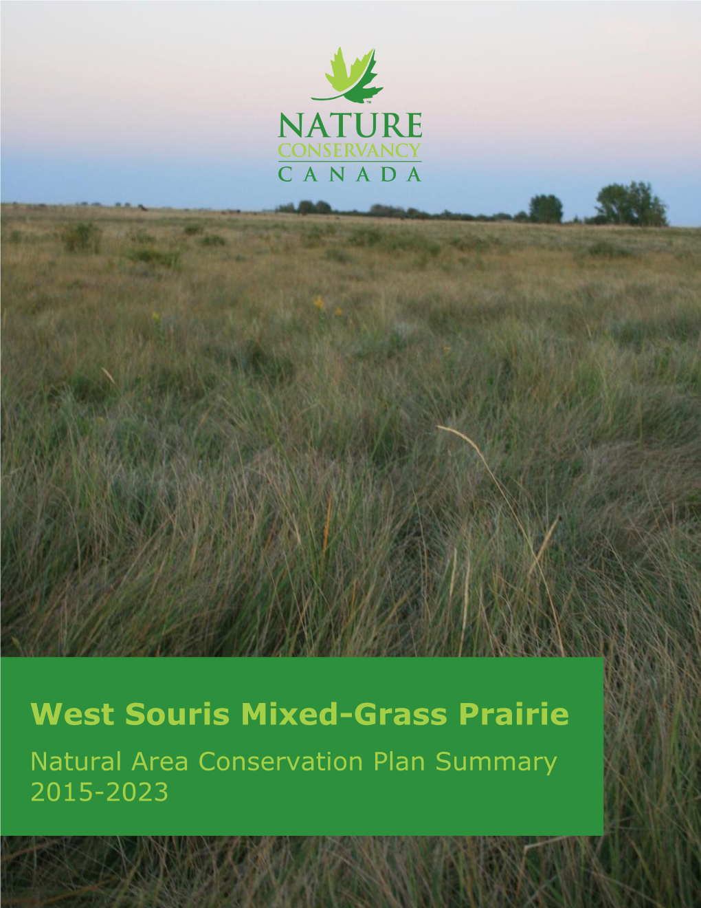 West Souris Mixed-Grass Prairie Natural Area Conservation Plan Summary
