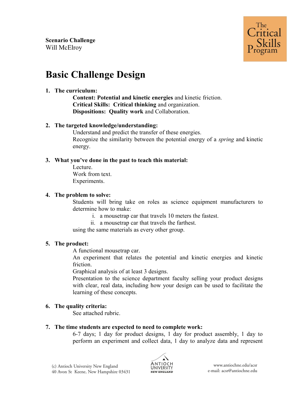 High School Science Lesson Plans- Mouse Powered Cars