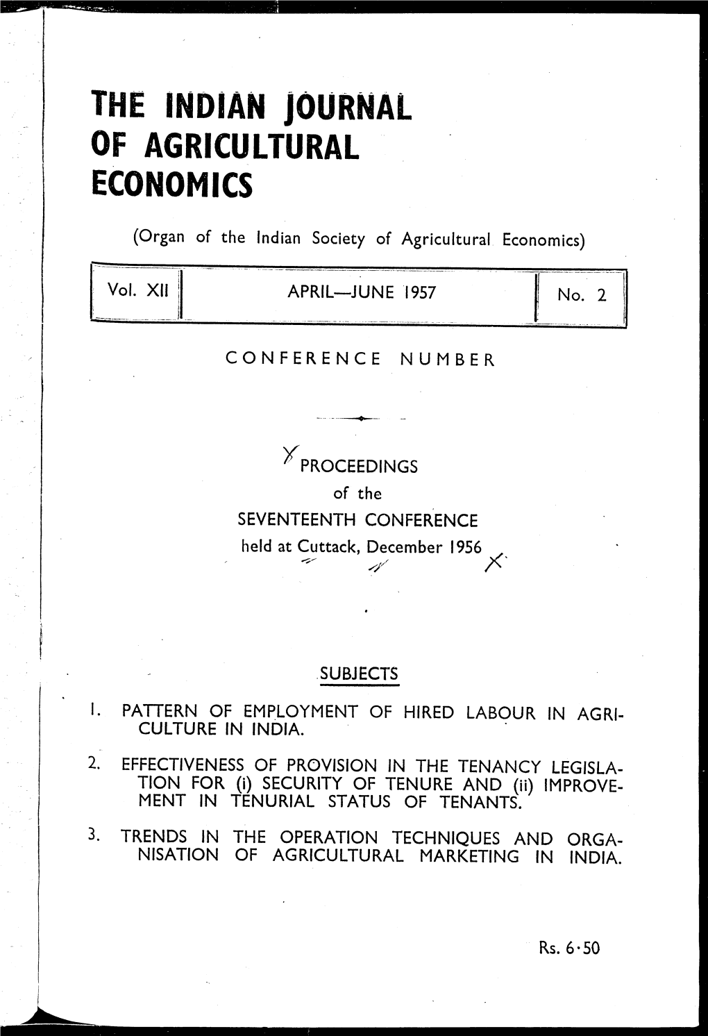 The Indian Journal of Agricultural Economics