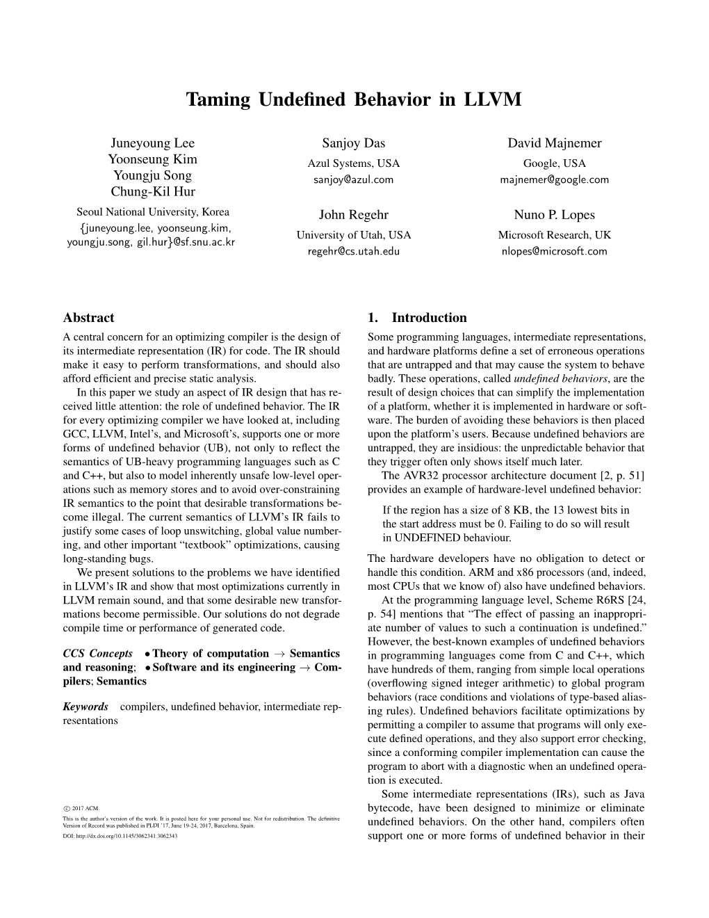 Taming Undefined Behavior in LLVM