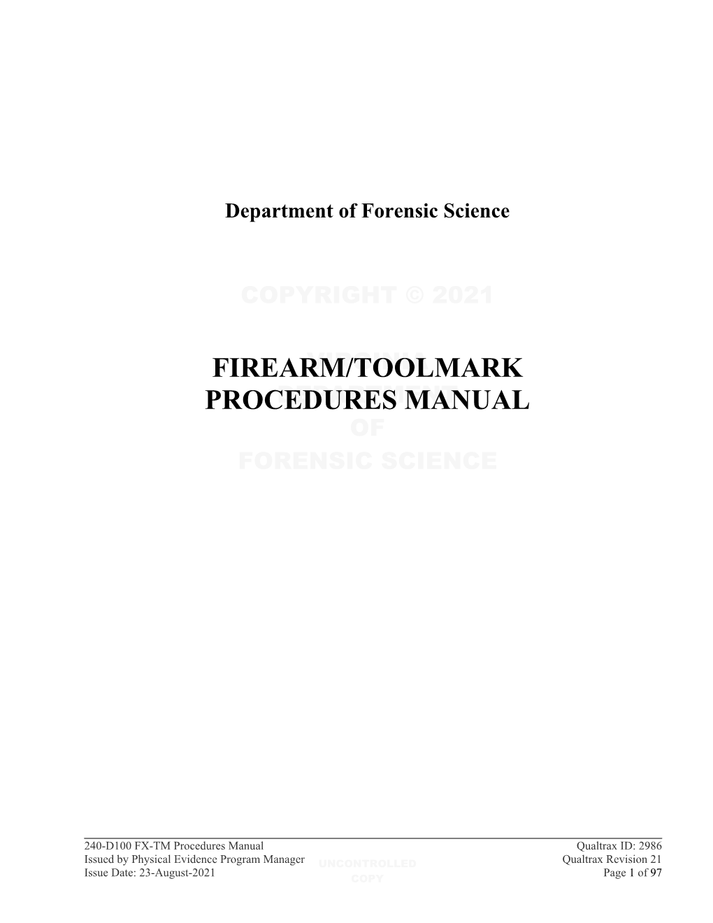 240-D100 FX-TM Procedures Manual
