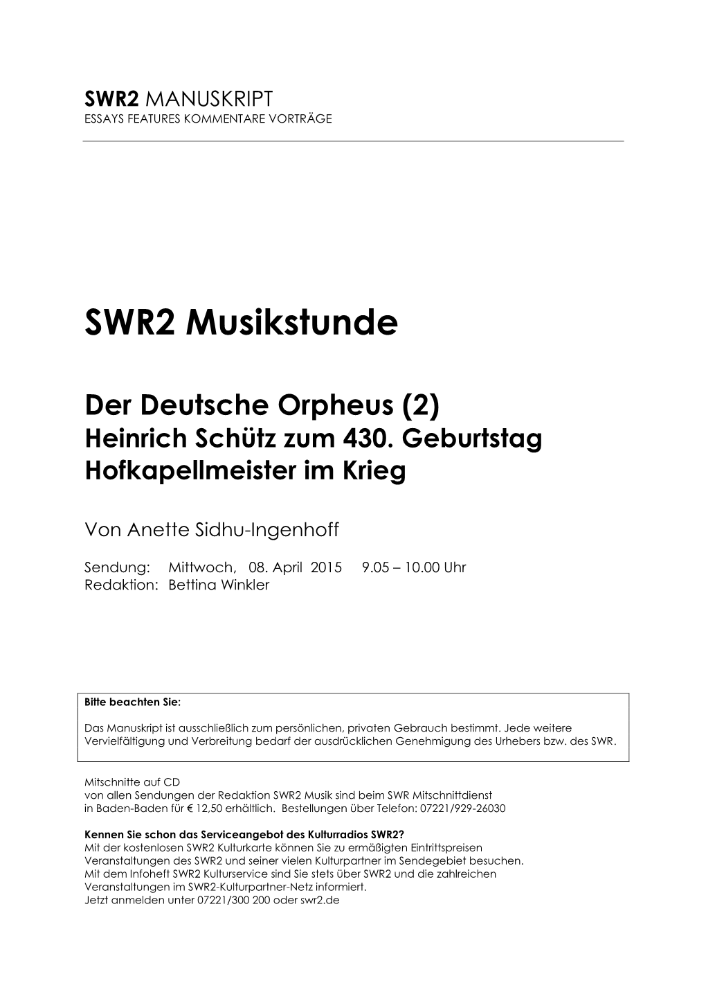 SWR2 Musikstunde