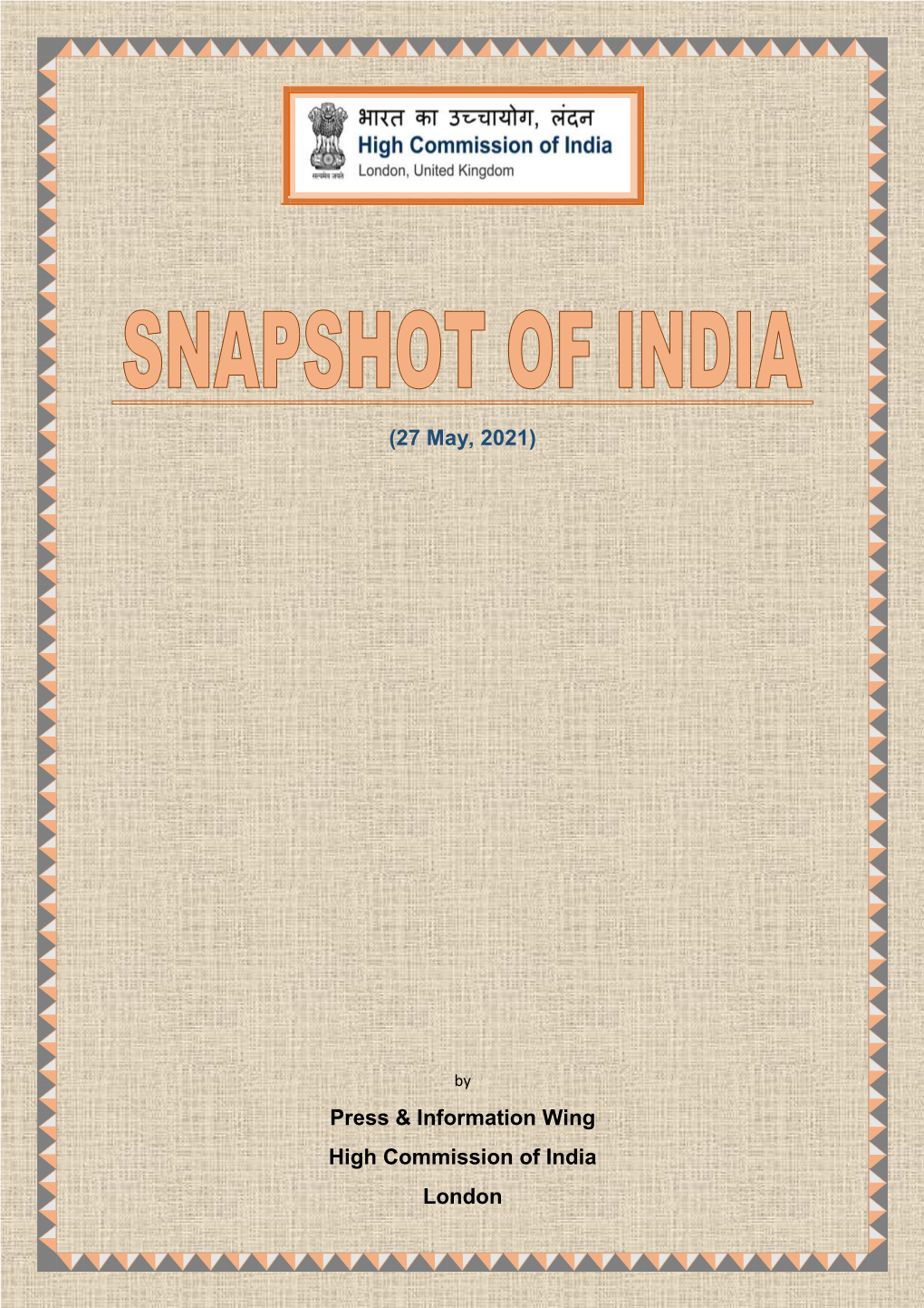 Snapshot of India 27 May 2021