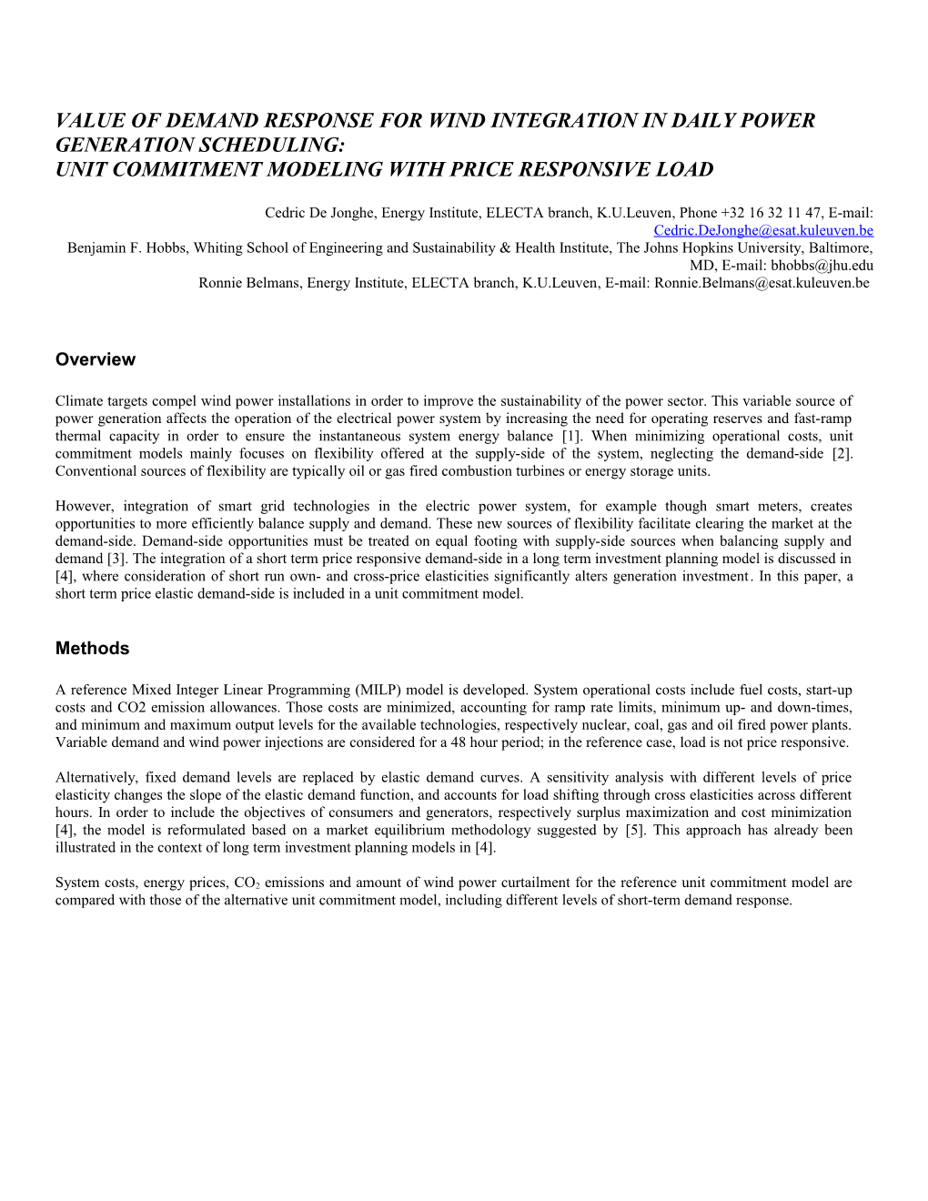 Value of Demand Response for Wind Integration in Daily Power Generation Scheduling