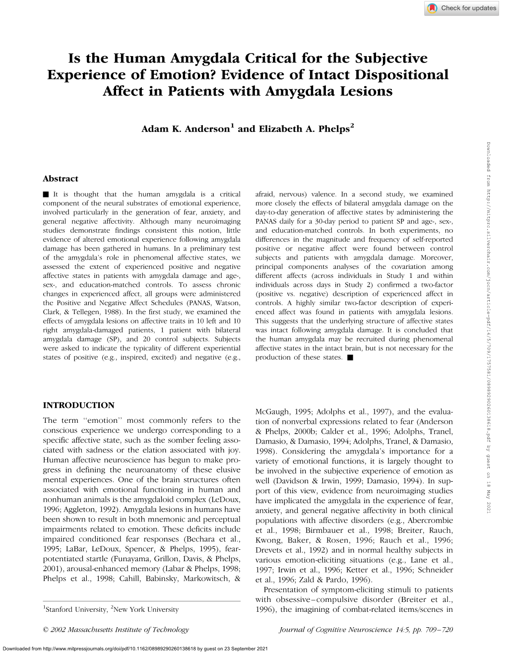 Evidence of Intact Dispositional Affect in Patients with Amygdala Lesions