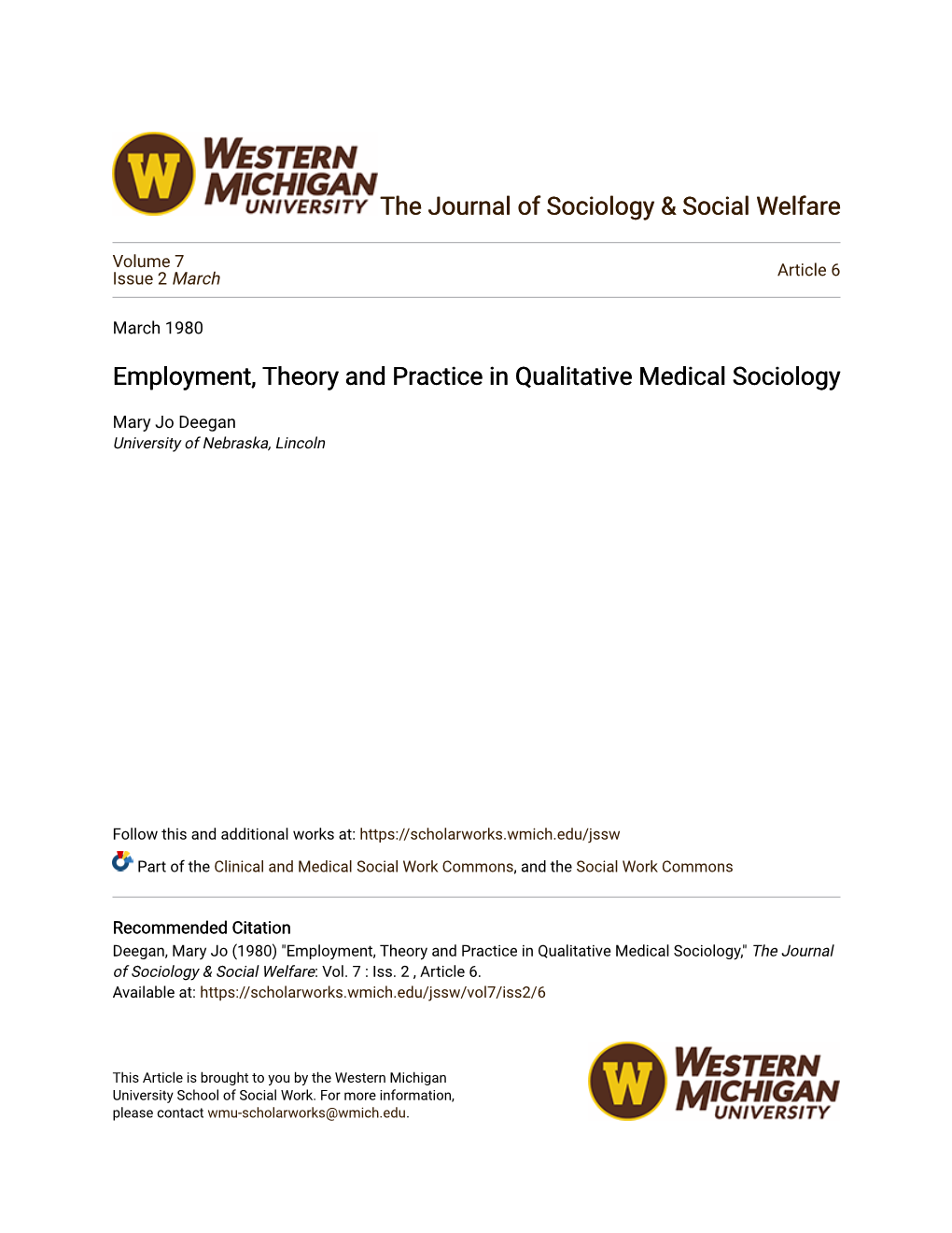 Employment, Theory and Practice in Qualitative Medical Sociology