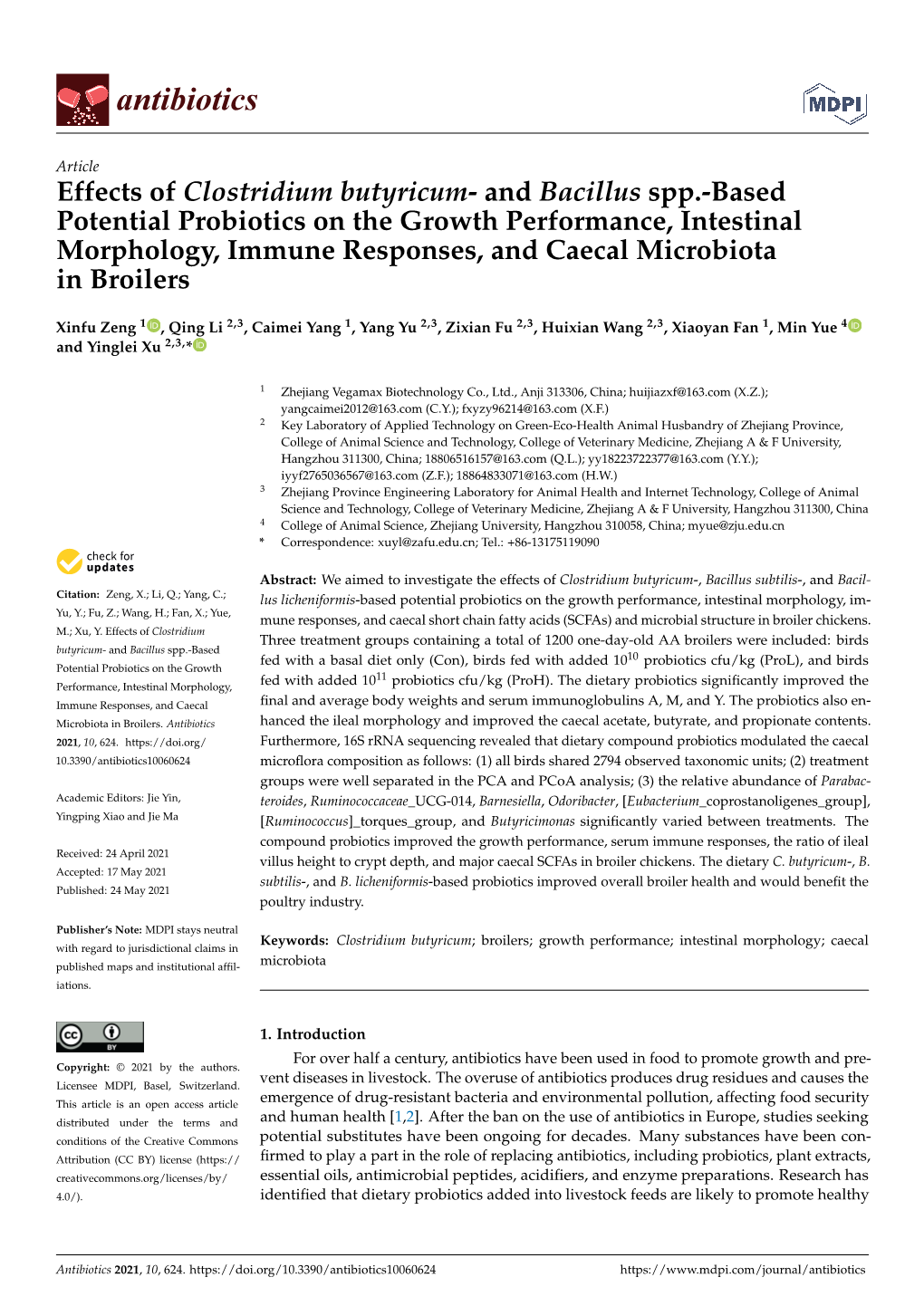 Effects of Clostridium Butyricum- and Bacillus Spp.-Based