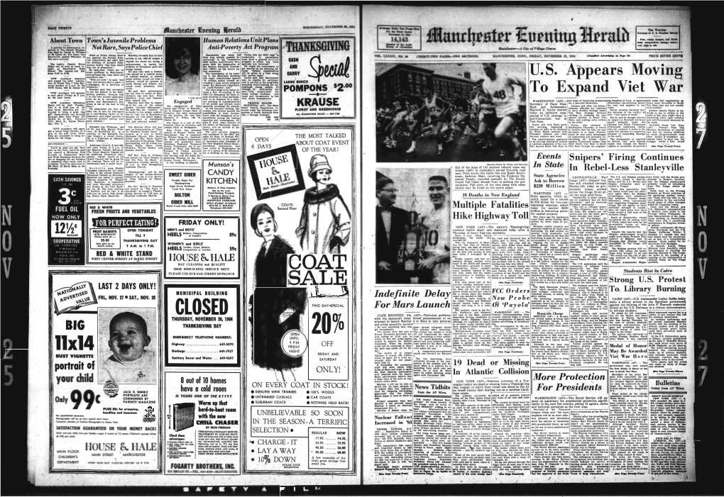 CLOSED and Rain in the East, Created Federal Communications (Com­ Homicide Charge Other Reports Said Several Matter of Fact Manner That Left CAPE KENNEDY, Fla