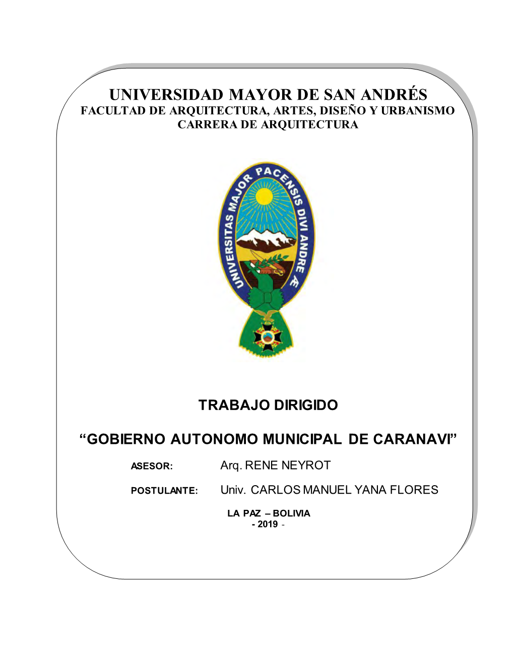 Trabajo Dirigido “Gobierno Autonomo Municipal De Caranavi”