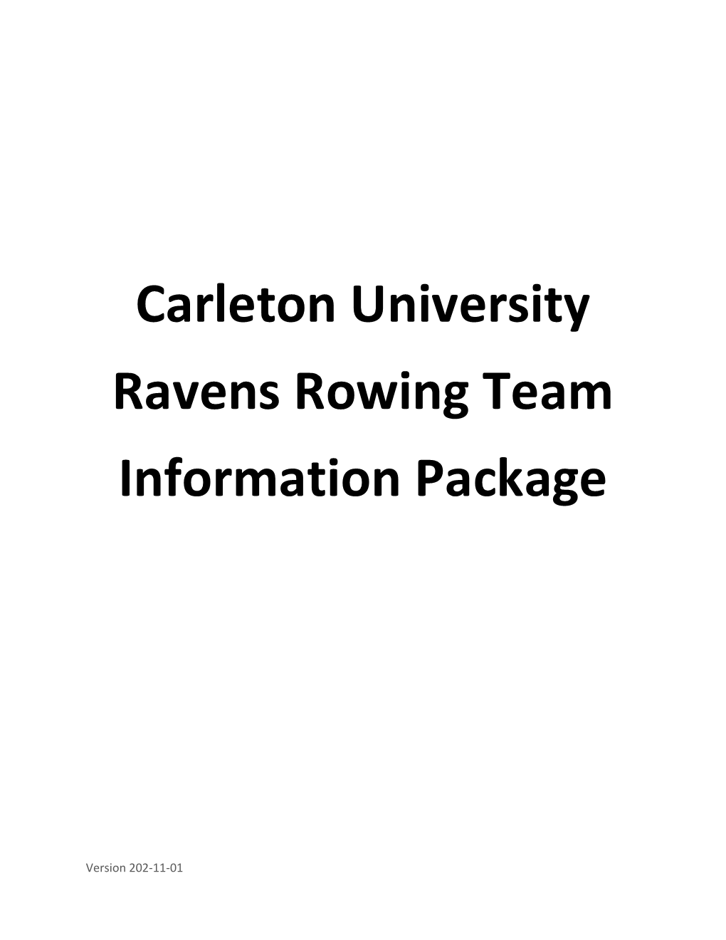 Carleton University Ravens Rowing Team Information Package