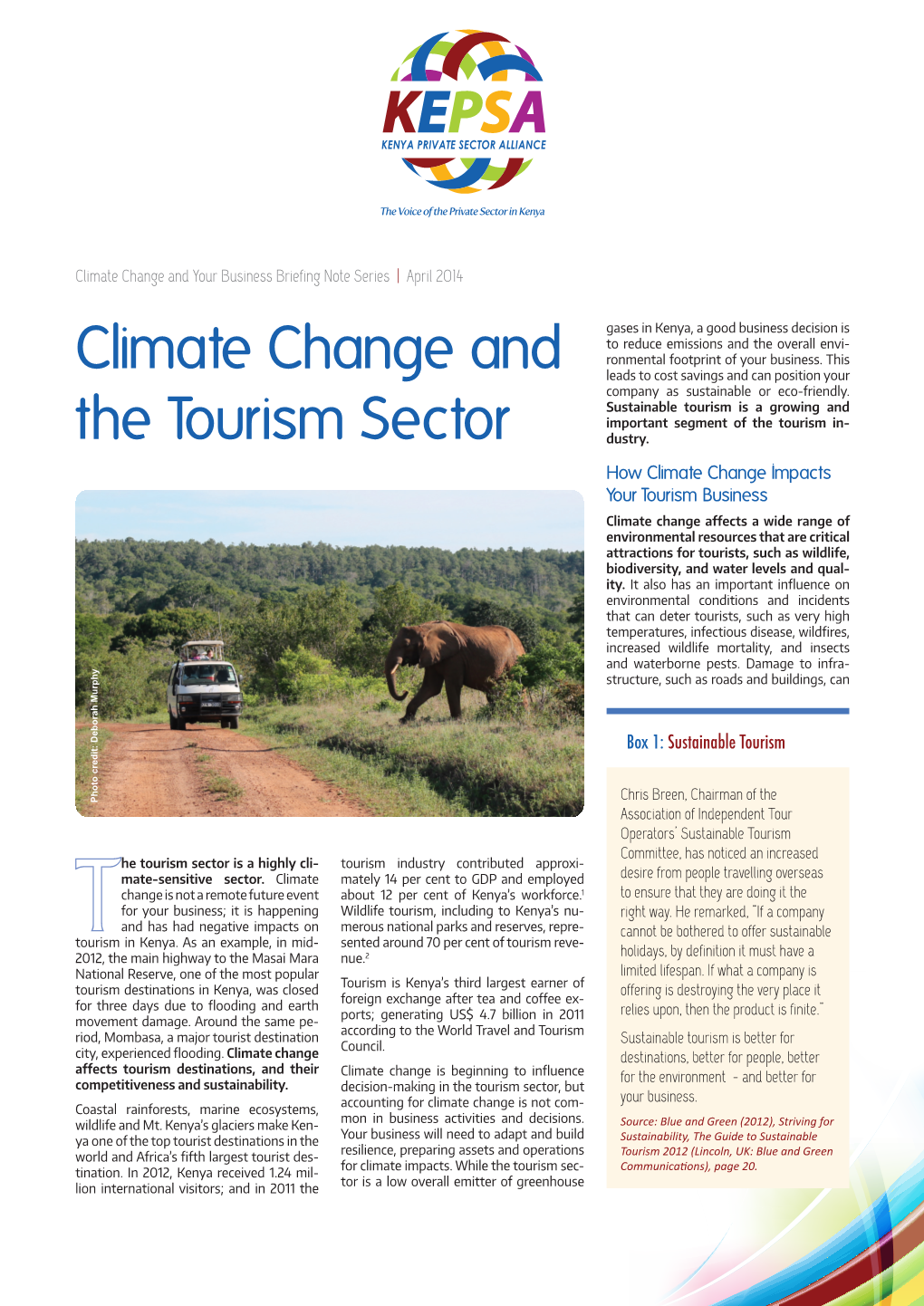 Climate Change and the Tourism Sector: Briefing Note #7