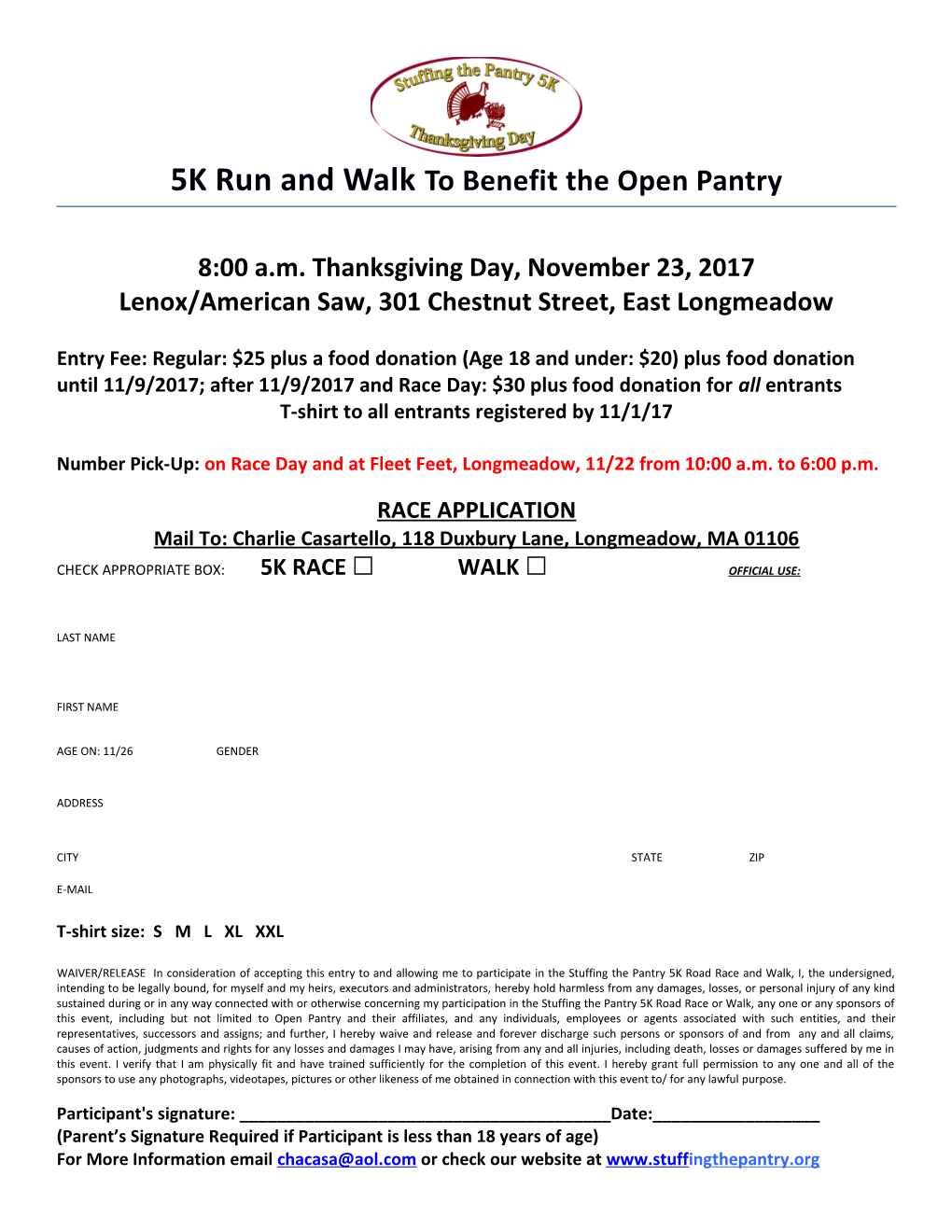 5K Run and Walk to Benefit the Open Pantry