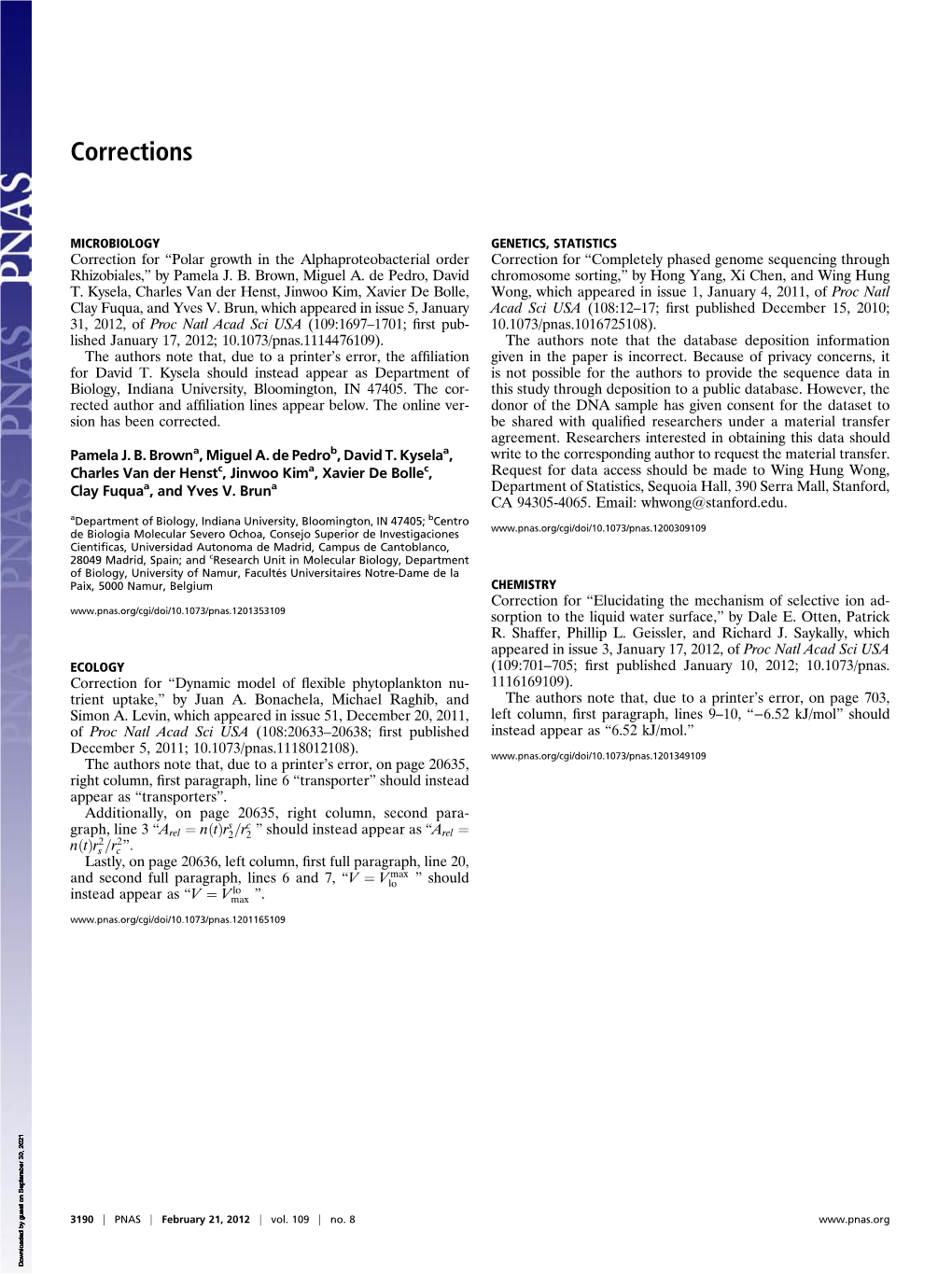 Polar Growth in the Alphaproteobacterial Order Correction for “Completely Phased Genome Sequencing Through Rhizobiales,” by Pamela J