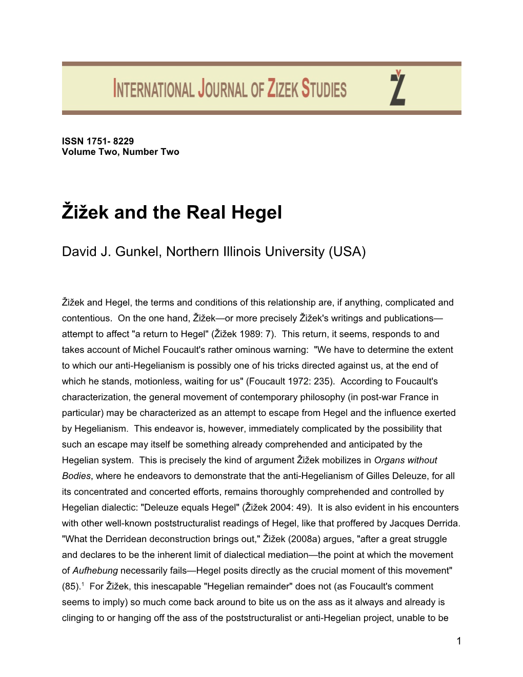 Žižek and the Real Hegel