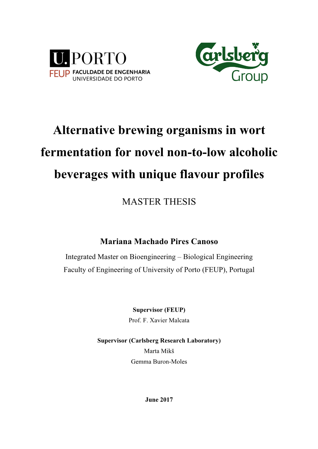 Alternative Brewing Organisms in Wort Fermentation for Novel Non-To-Low Alcoholic Beverages with Unique Flavour Profiles