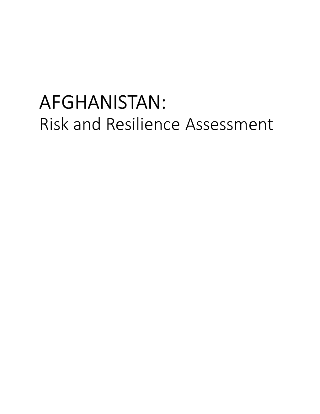 Afghanistan Risk and Resilience Assessment