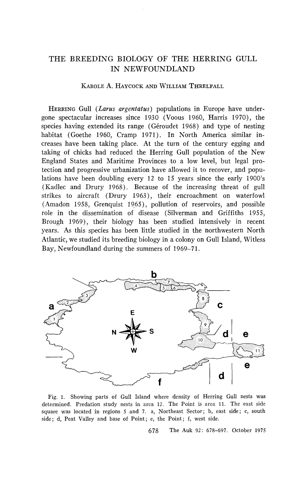 The Breeding Biology of the Herring Gull in Newfoundland