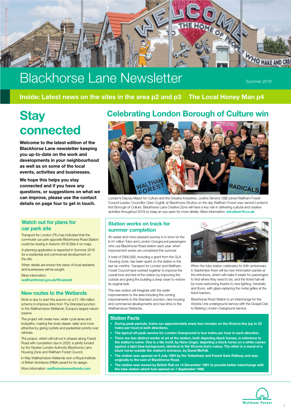 Download the Blackhorse Lane Summer Newsletter 2018