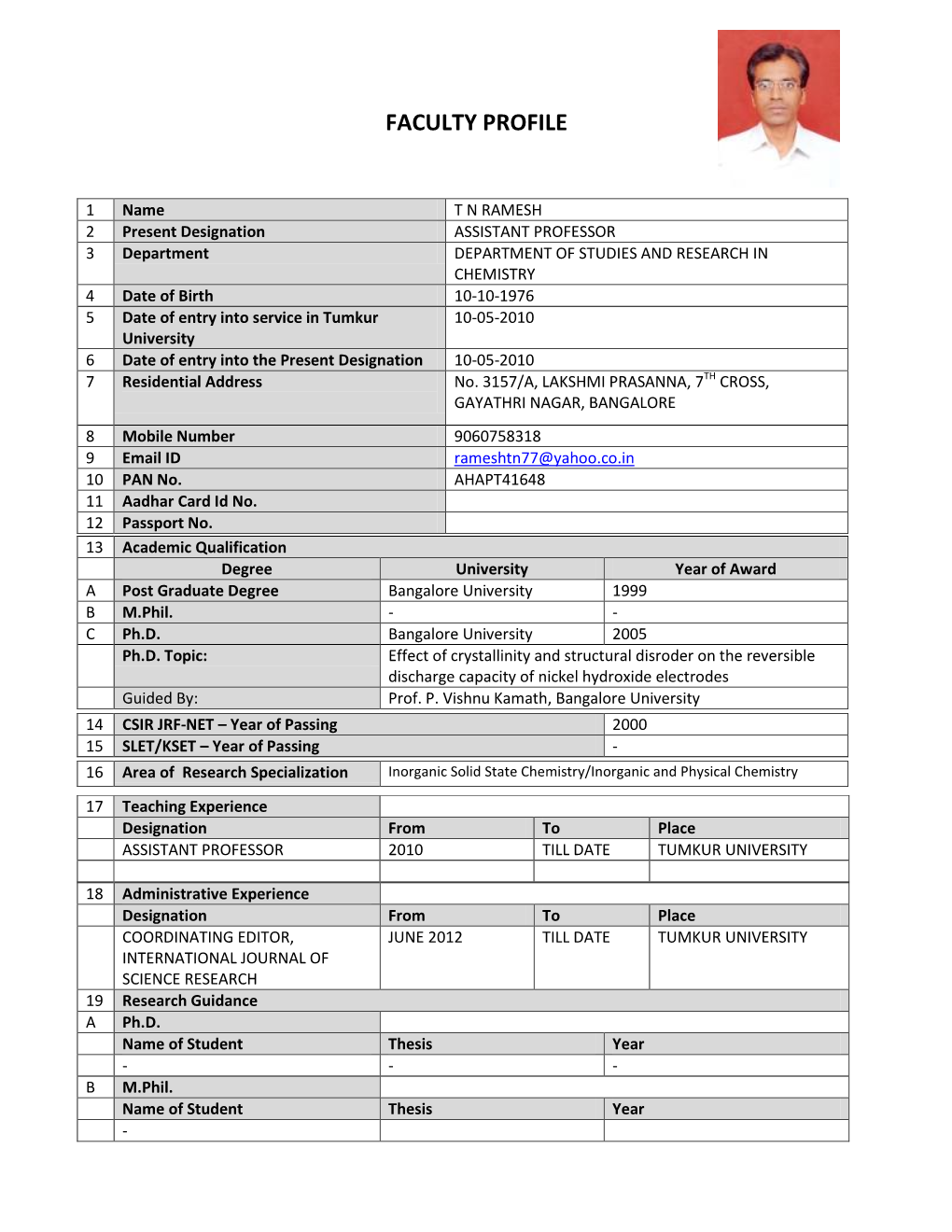 Faculty Profile