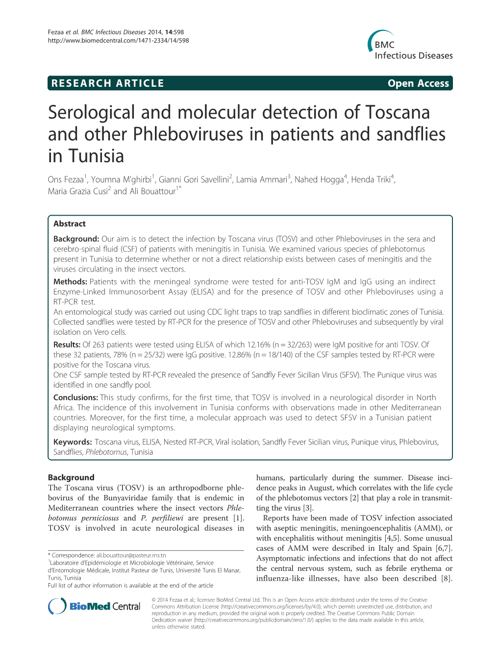 Serological and Molecular Detection of Toscana and Other Phleboviruses