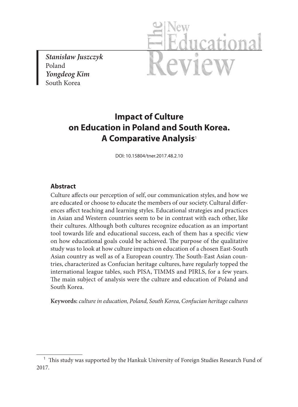 Impact of Culture on Education in Poland and South Korea . A