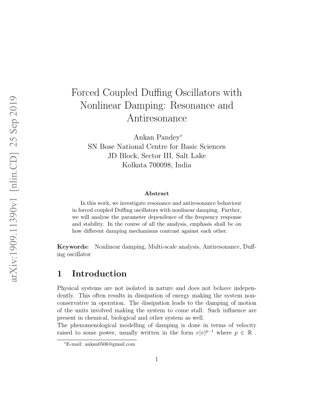 Forced Coupled Duffing Oscillators with Nonlinear Damping