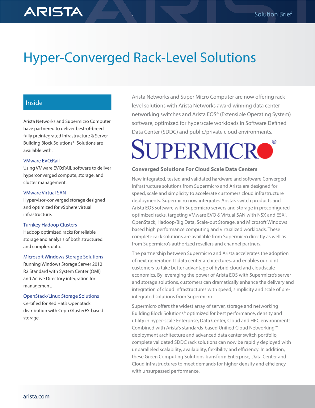 Hyper-Converged Rack-Level Solutions