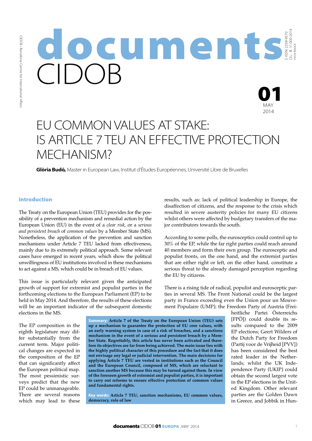 Eu Common Values at Stake: Is Article 7 Teu an Effective Protection Mechanism?