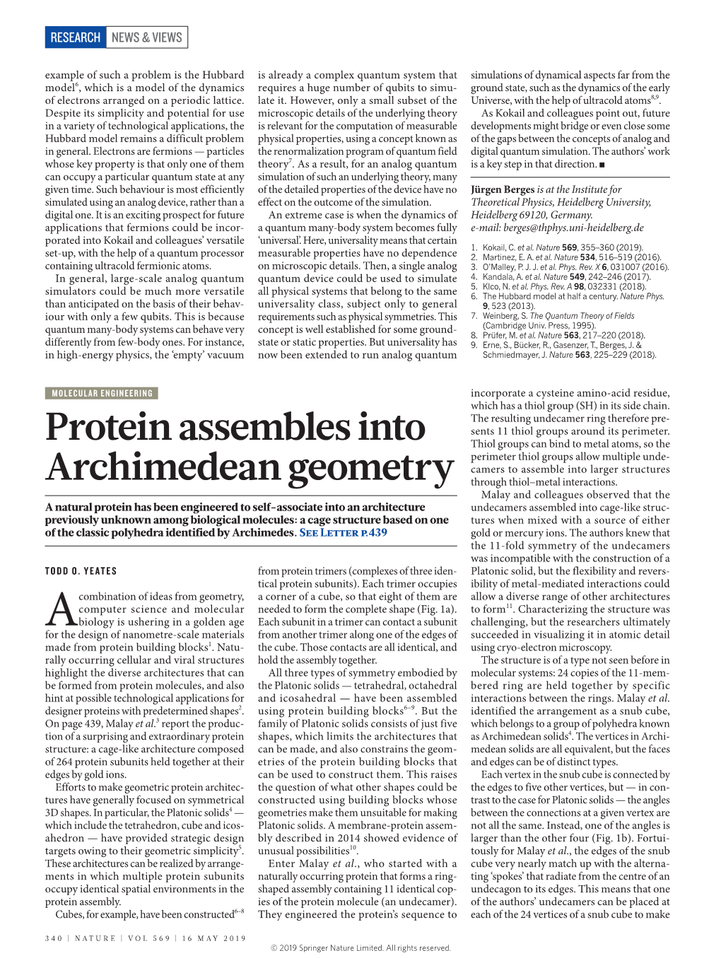 Protein Assembles Into Archimedean Geometry