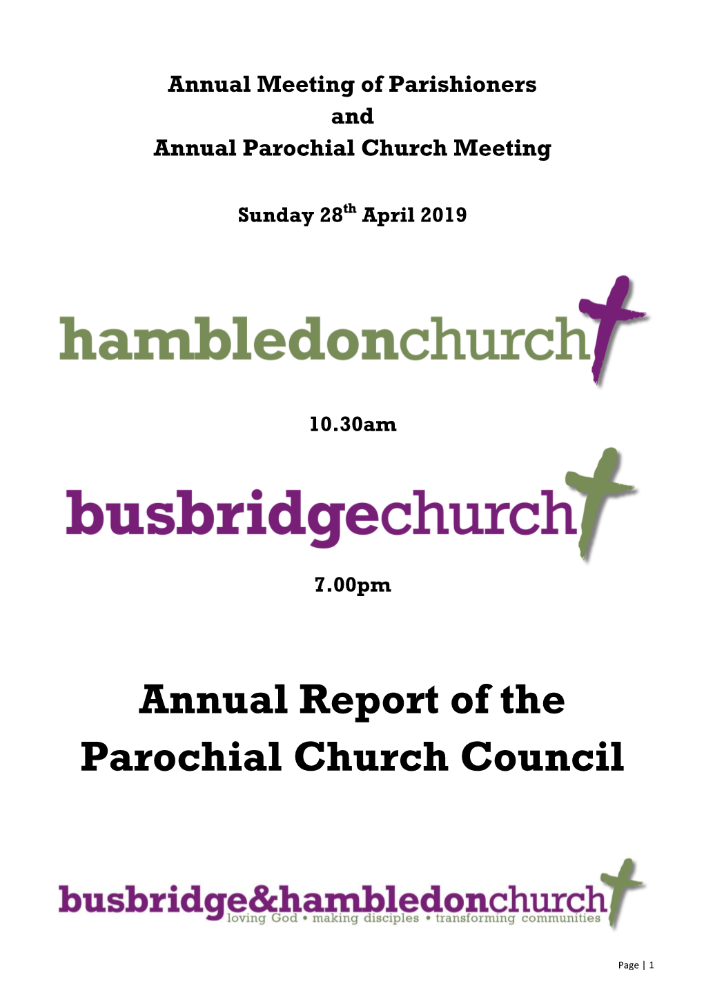 Annual Report of the Parochial Church Council