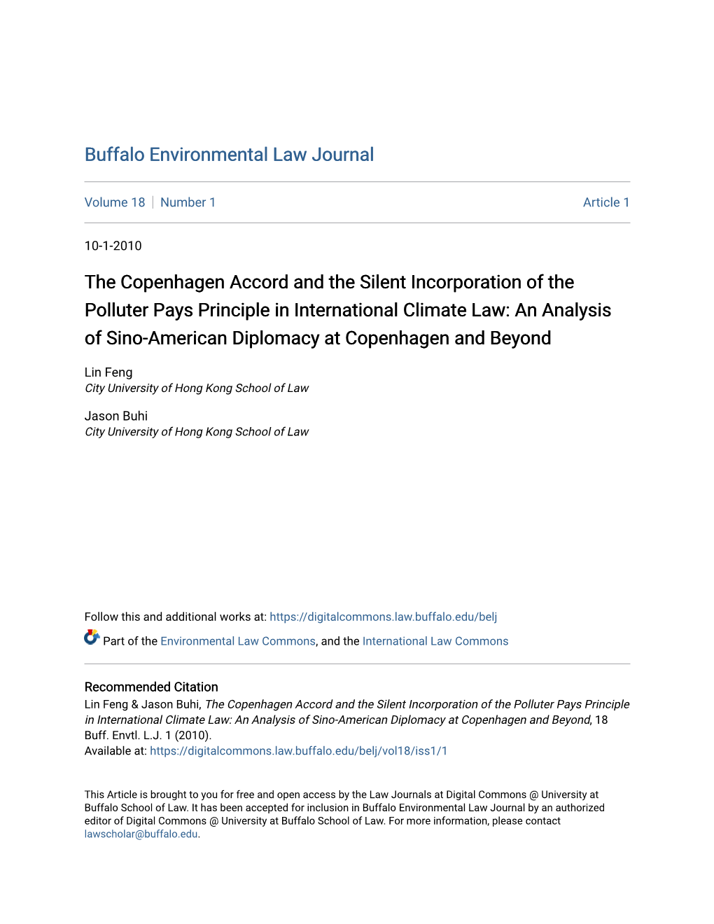 The Copenhagen Accord and the Silent Incorporation of the Polluter Pays Principle in International Climate