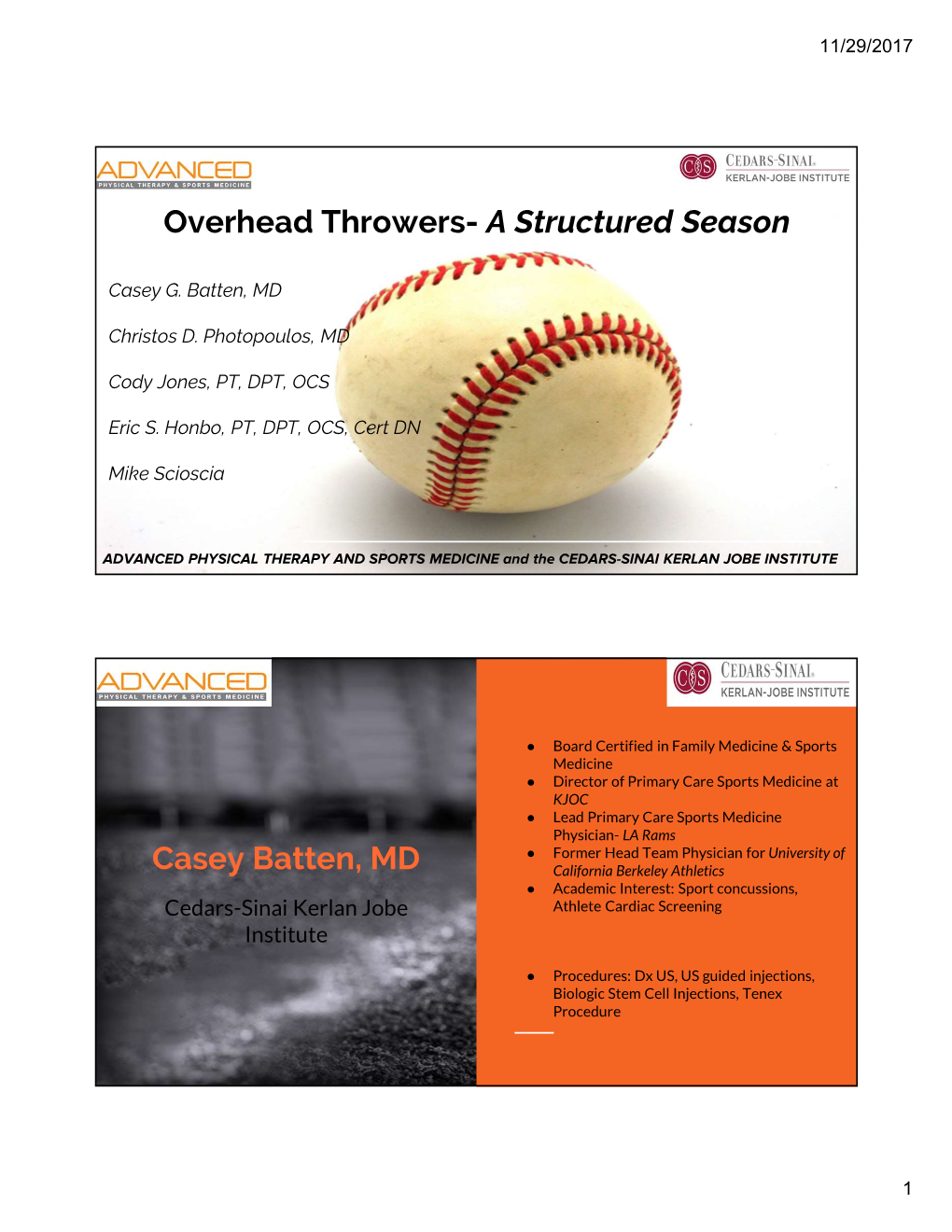 Overhead Throwers- a Structured Season Casey Batten, MD