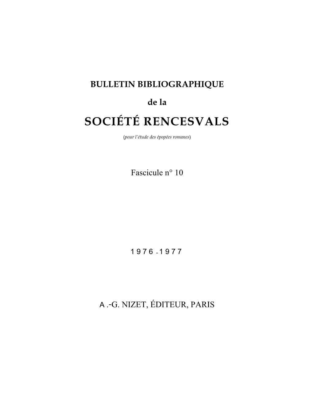 Fascicule N° 10 A.-G. NIZET, ÉDITEUR, PARIS