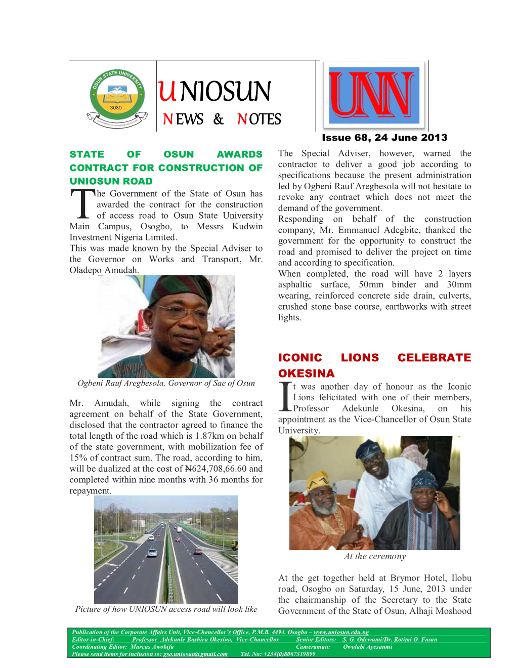 Draft UNN Issue 68, 24 June 2013 2 2