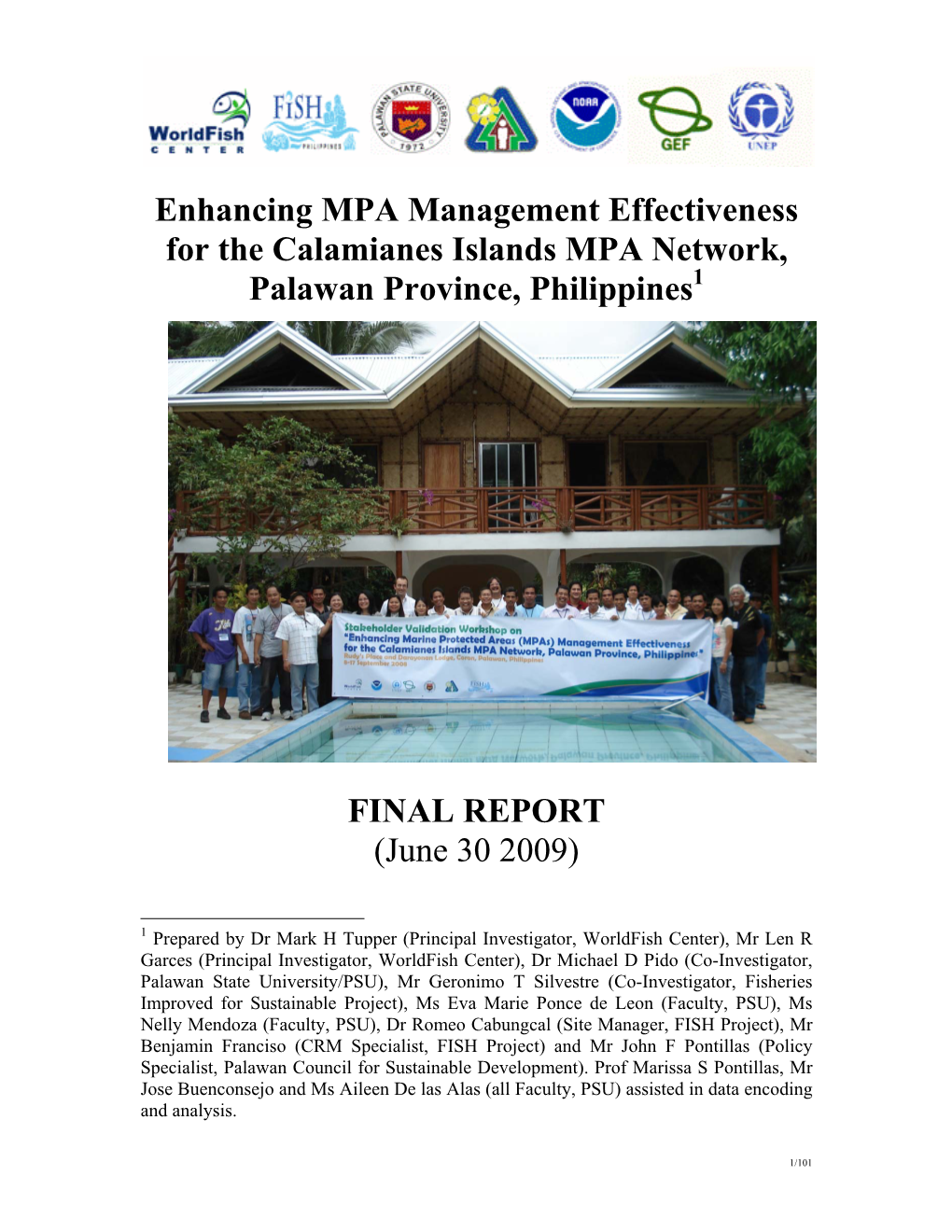 Enhancing MPA Management Effectiveness for the Calamianes Islands MPA Network, Palawan Province, Philippines1