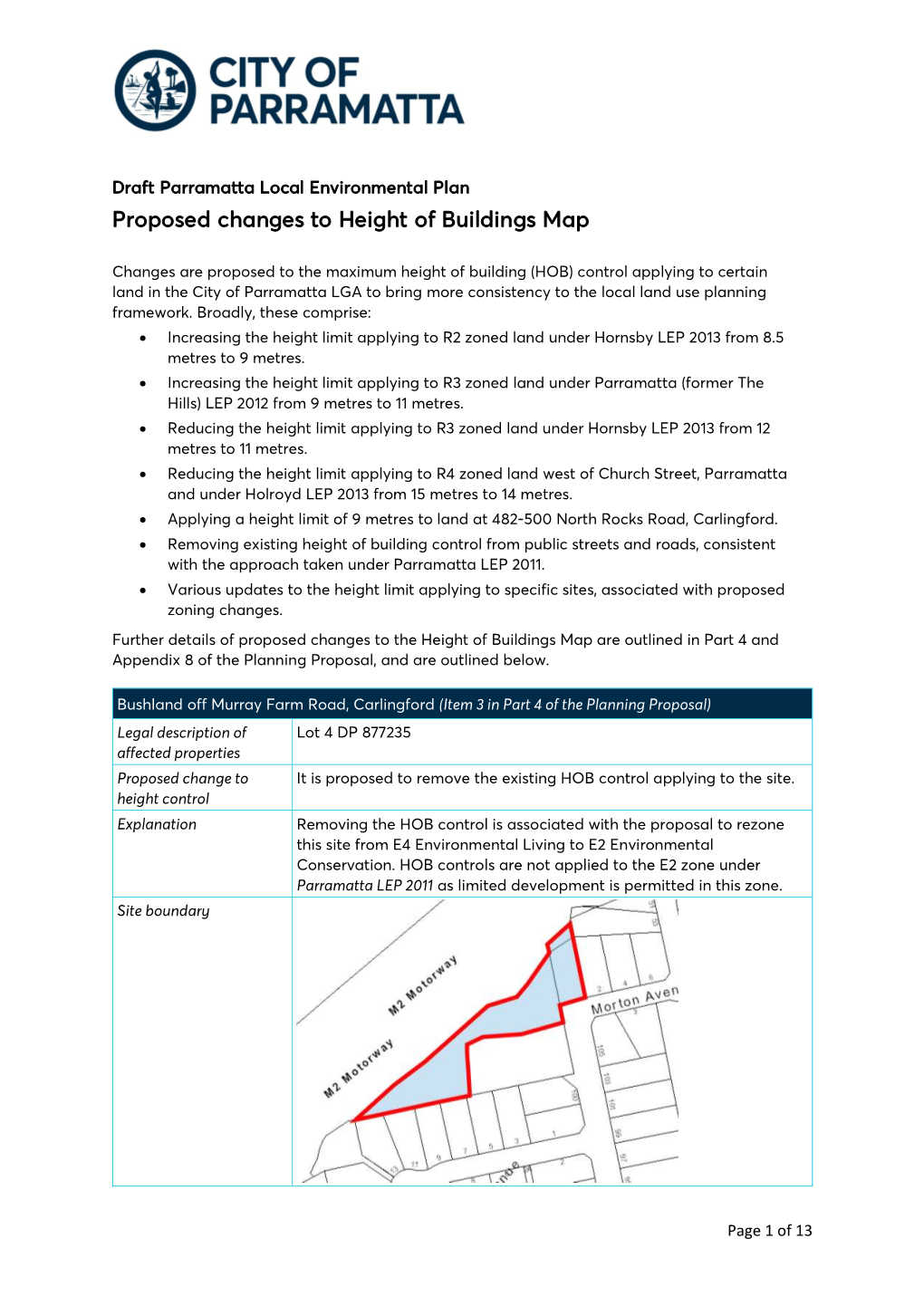 Proposed Changes to Height of Buildings Map