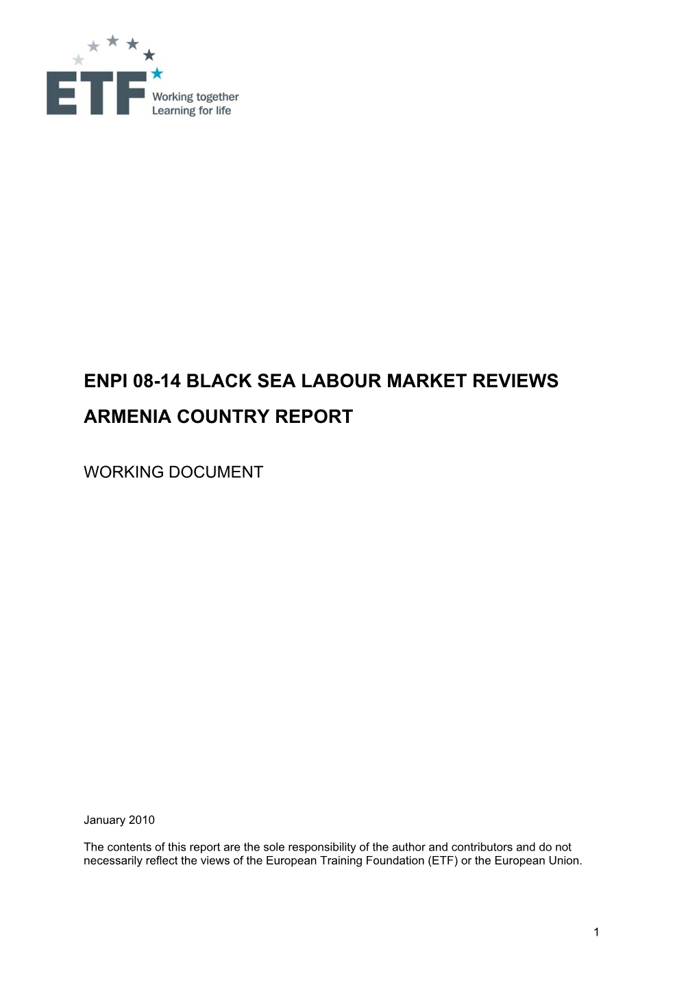 Enpi 08-14 Black Sea Labour Market Reviews Armenia Country Report