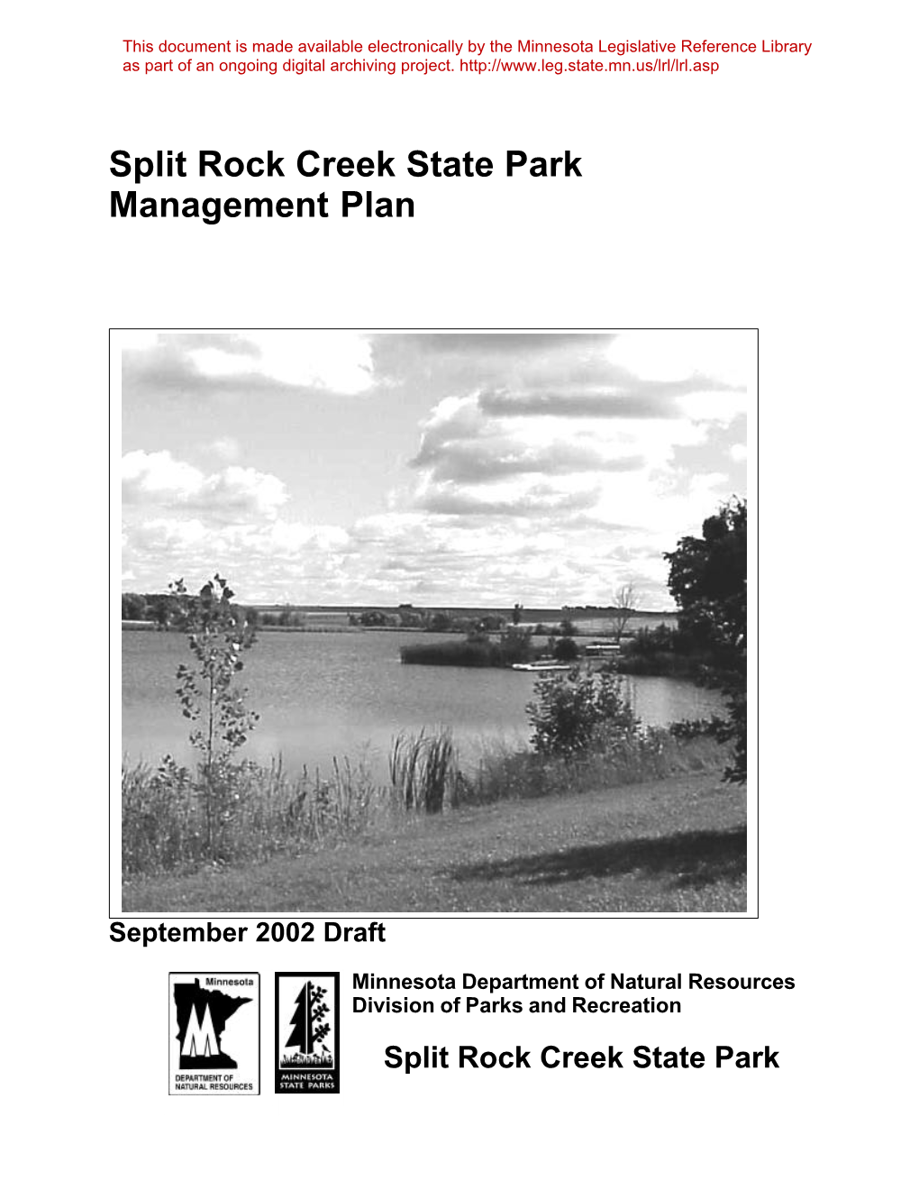 Split Rock Creek State Park Management Plan