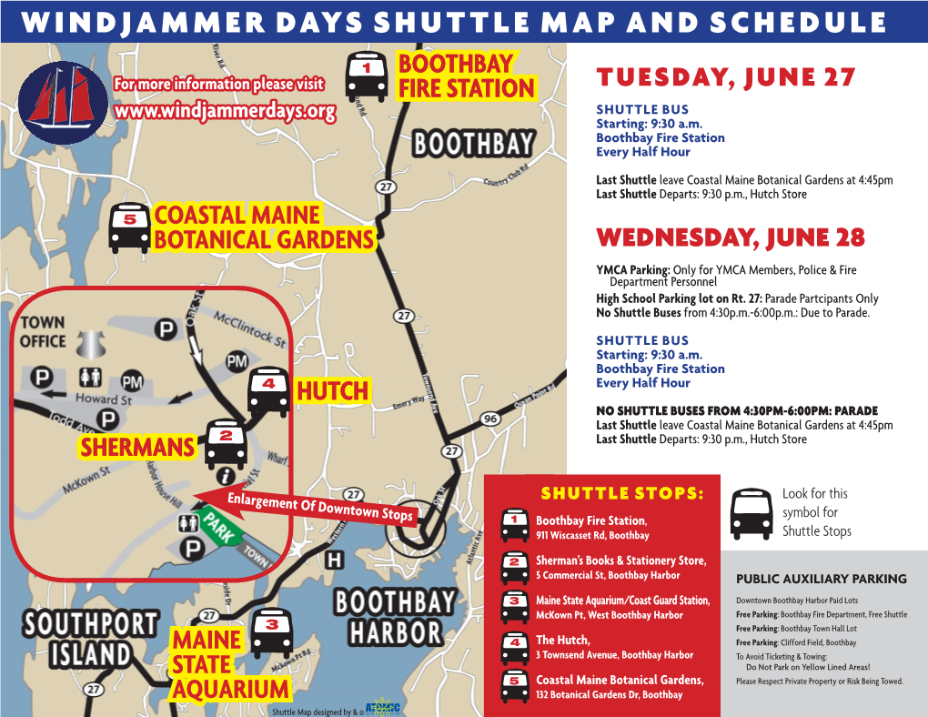 Windjammer Days Shuttle Map and Schedule