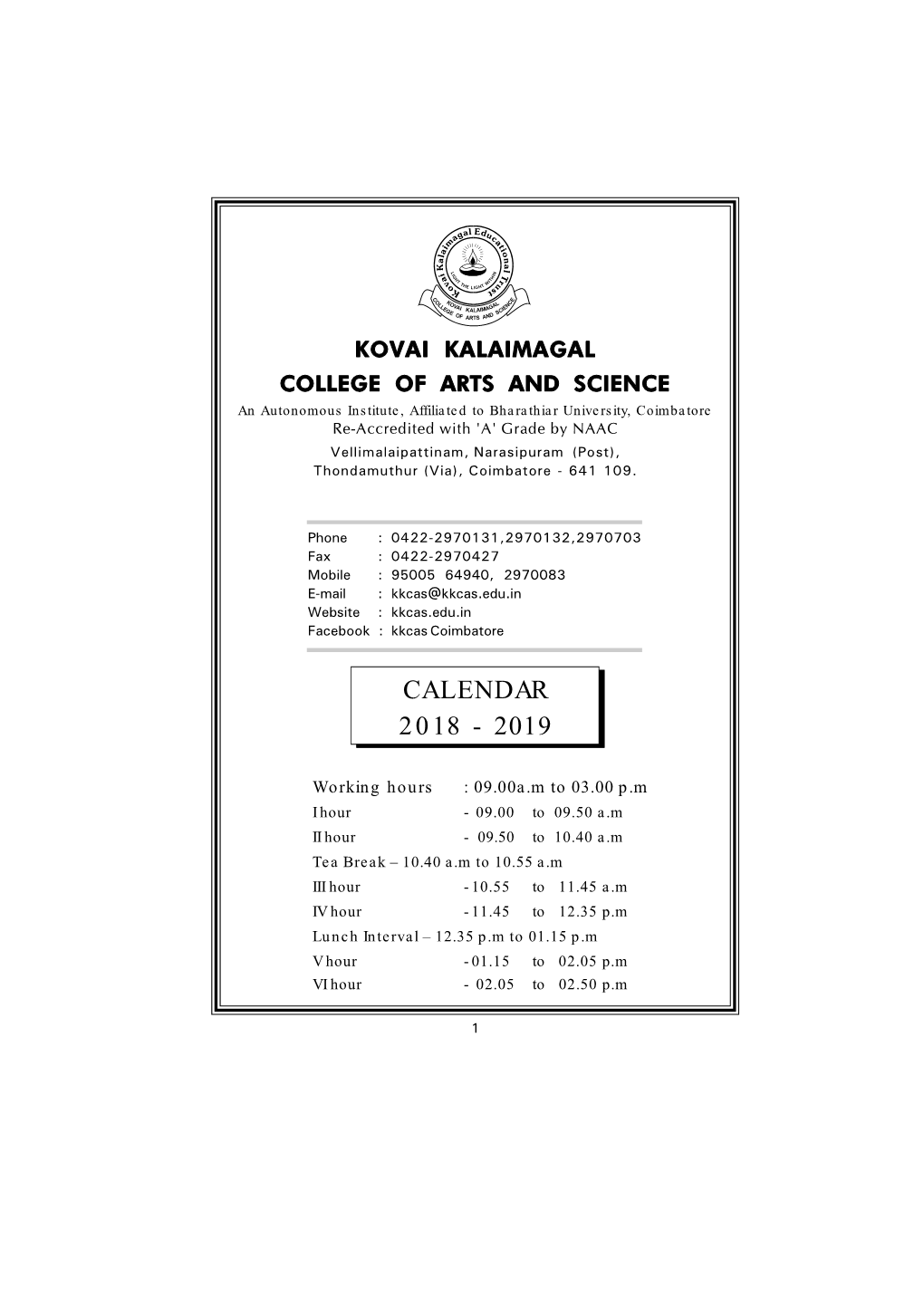 Academic Calendar(2018- 2019)