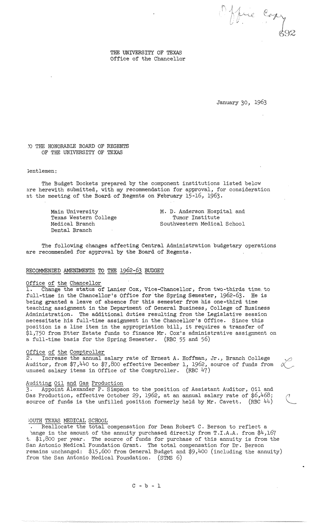 Dockets Prepared by the Component Institutions Listed Below 3Re Herewith Submitted, with My Recommendation for Approval, for Consideration Zt the Meeting of the Board