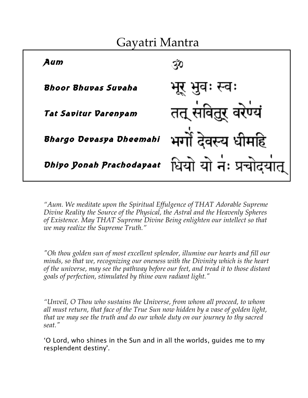 Gayatri Mantra