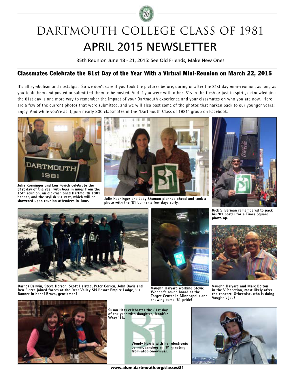 April 2015 Newsletter