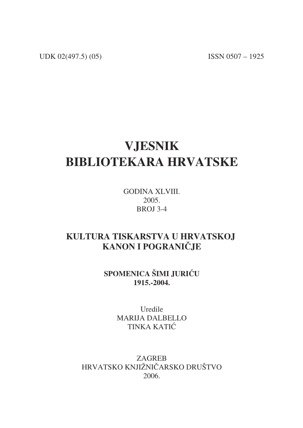 Vjesnik Bibliotekara Hrvatske