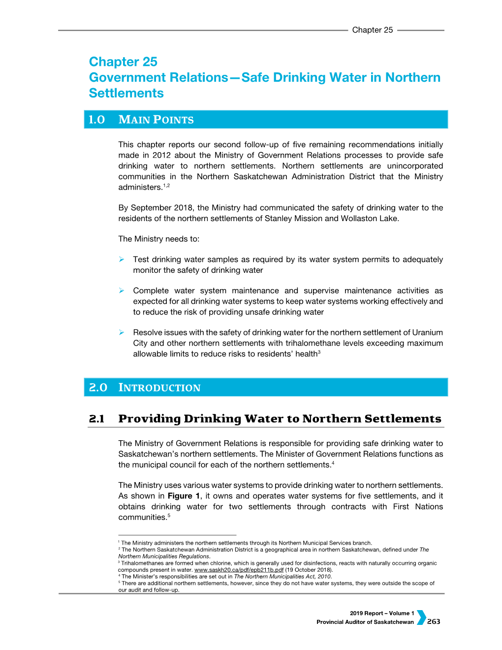 Government Relations—Safe Drinking Water in Northern Settlements