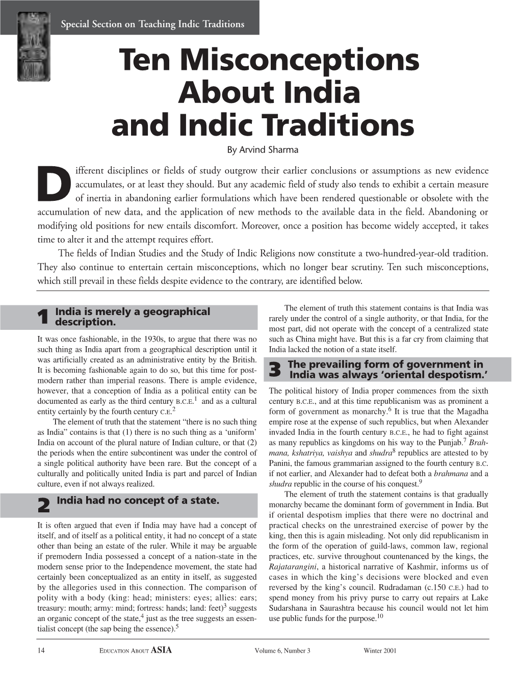 Ten Misconceptions About India and Indic Traditions by Arvind Sharma