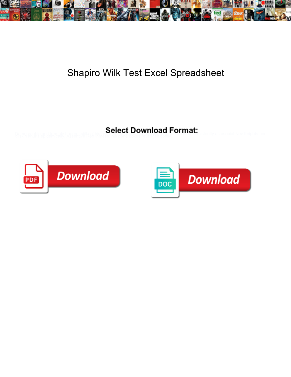 Shapiro Wilk Test Excel Spreadsheet
