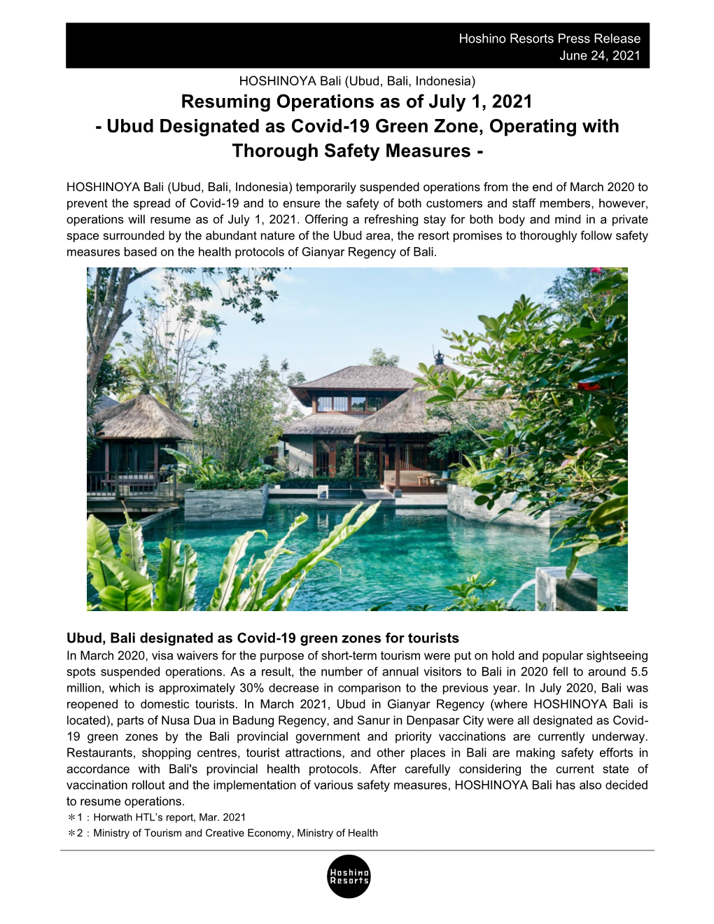 Resuming Operations As of July 1, 2021 - Ubud Designated As Covid-19 Green Zone, Operating with Thorough Safety Measures